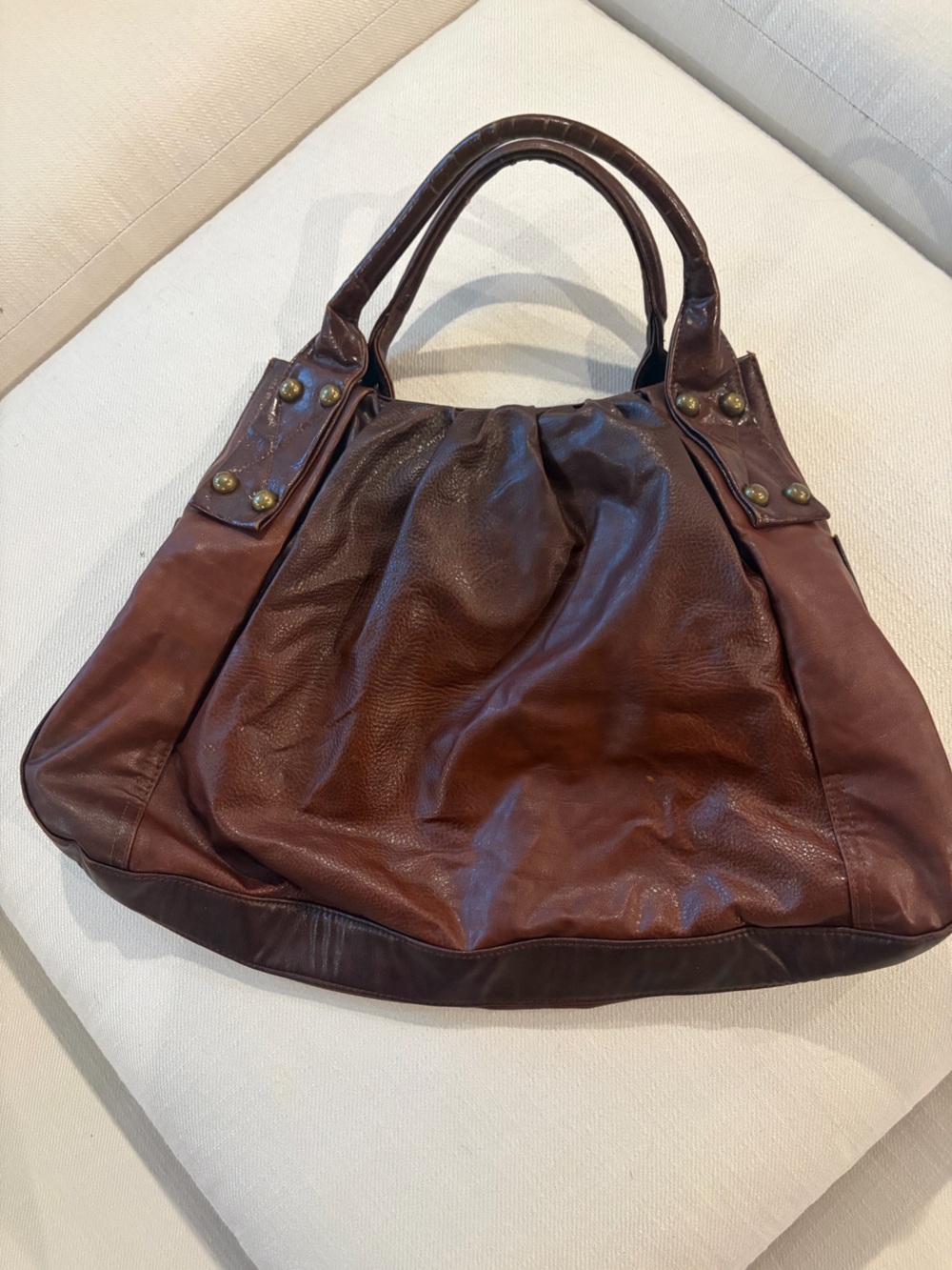 Brown Faux Leather Tote Bag